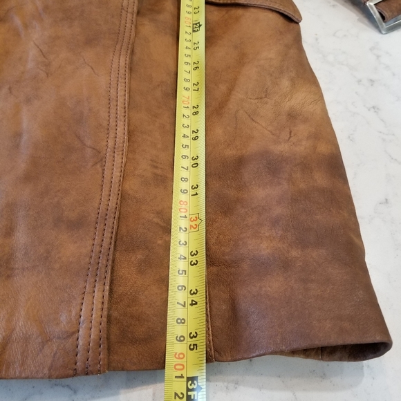 🧥VINTAGE DANIER LEATHER TRENCH COAT WITH FUR COLLAR - Picture 7 of 16